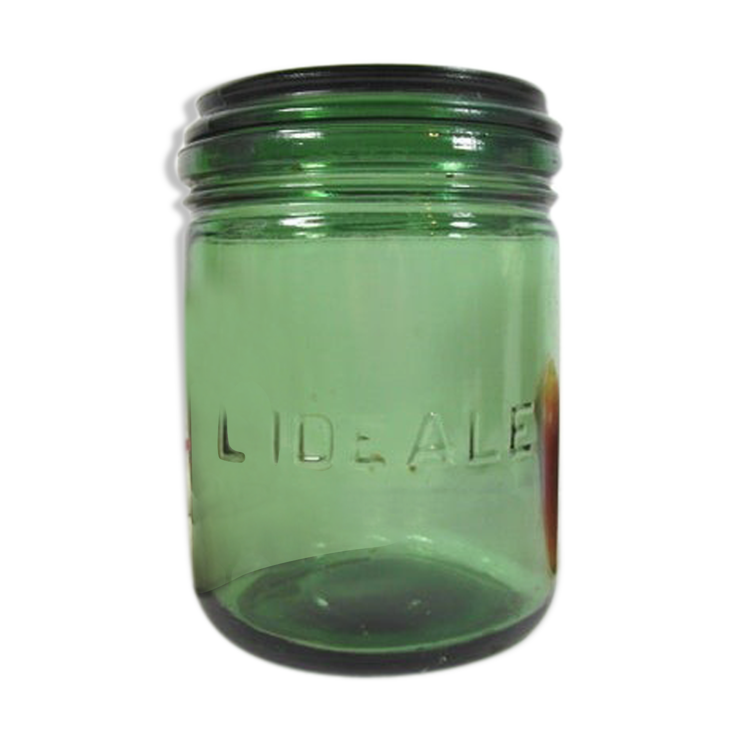 Vintage glass green can-din jar by l'ideale