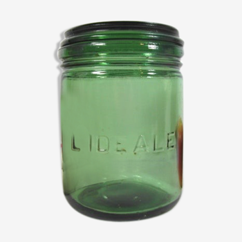 Vintage glass green can-din jar by l'ideale