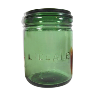 Vintage glass green can-din jar by l'ideale