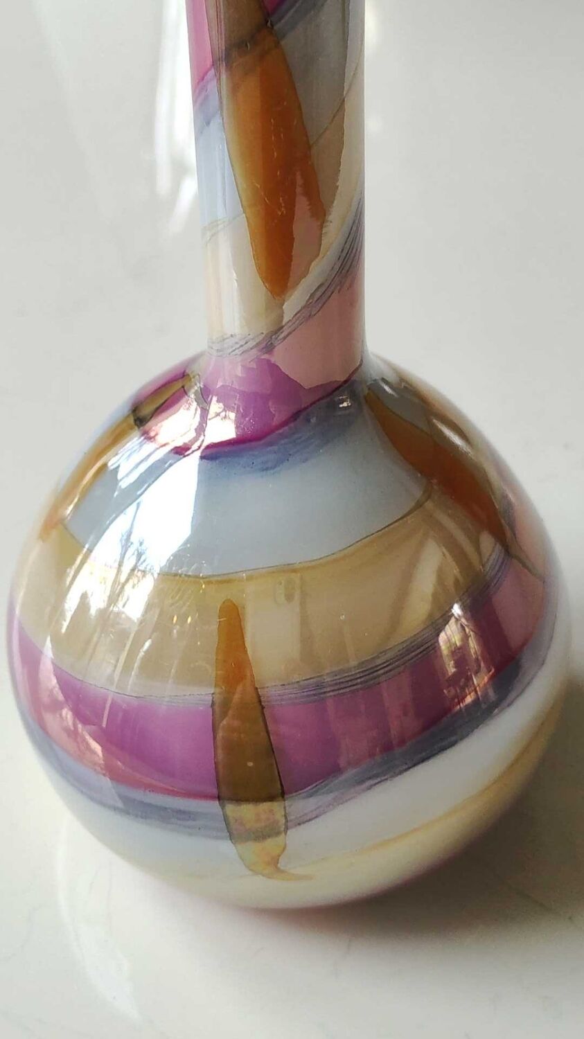 Vase ball glass of blown Art, Murano, ribbon strips