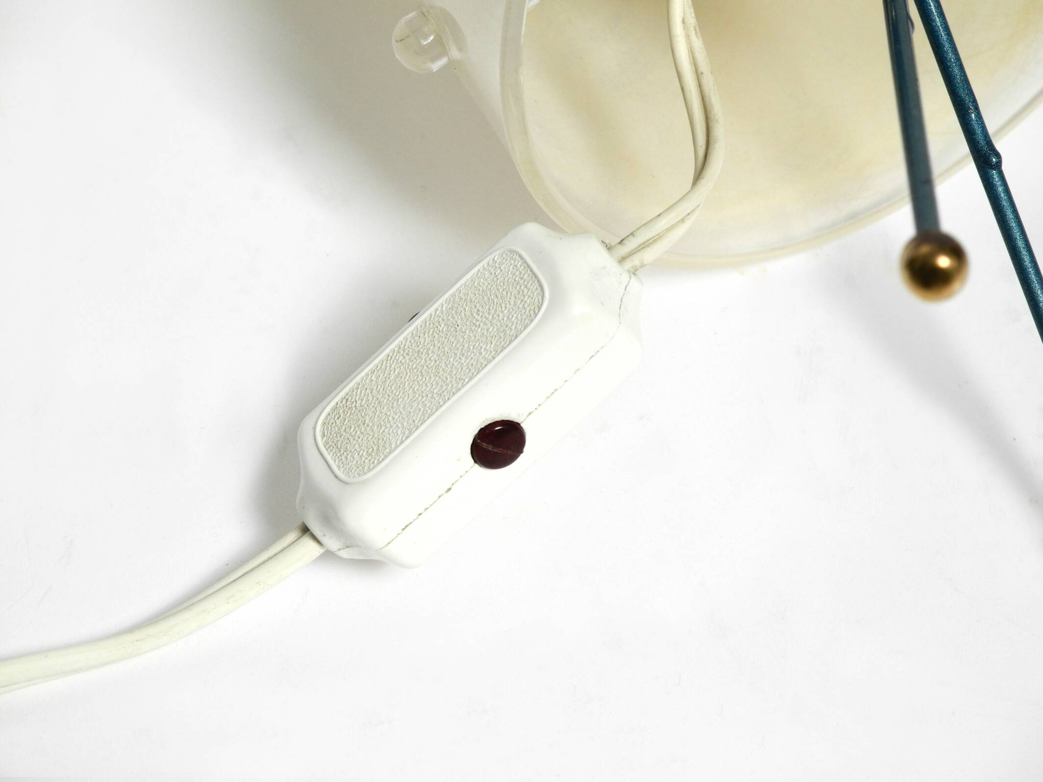 Two very Mid Century Modern tripod table lamps with white plexiglas shades