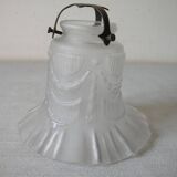 Ancienne tulipe globe abat jour de lustre lampe luminaire verre et griffe 11 cm