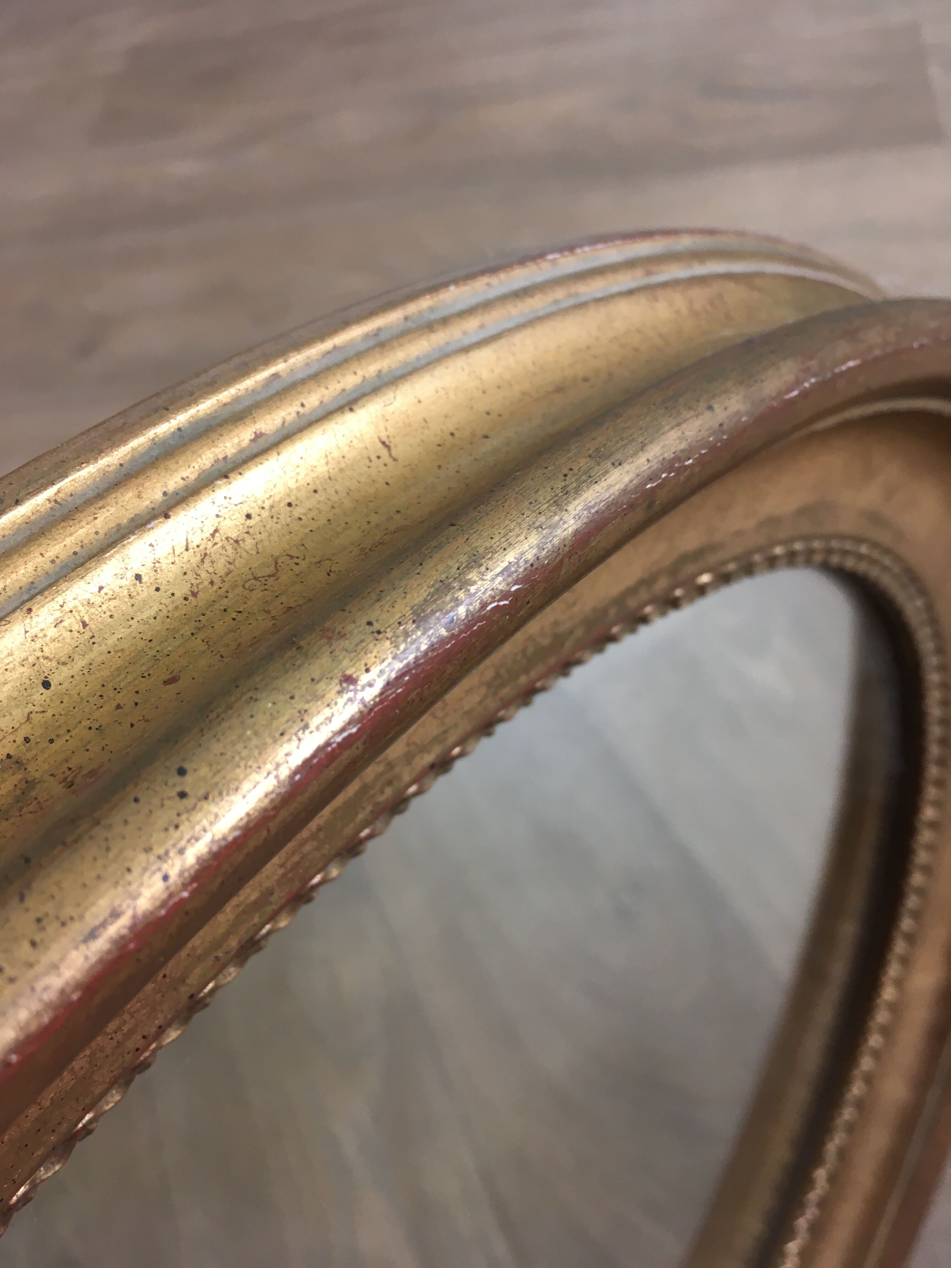 Old mirror gilded wooden frame.