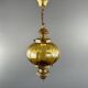 Pair of vintage amber blown glass lantern pendant lights, 20th century