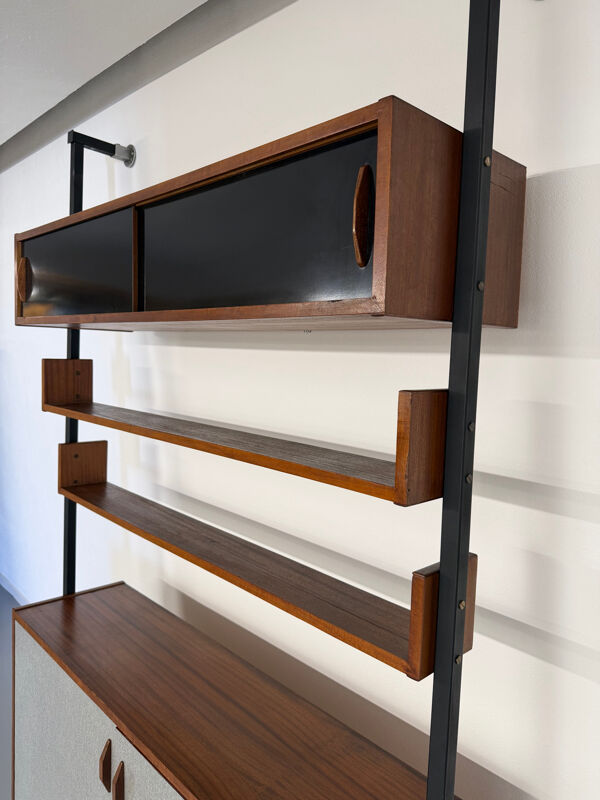 Étagère mural en bois meuble suspendu design français année 60 vintage