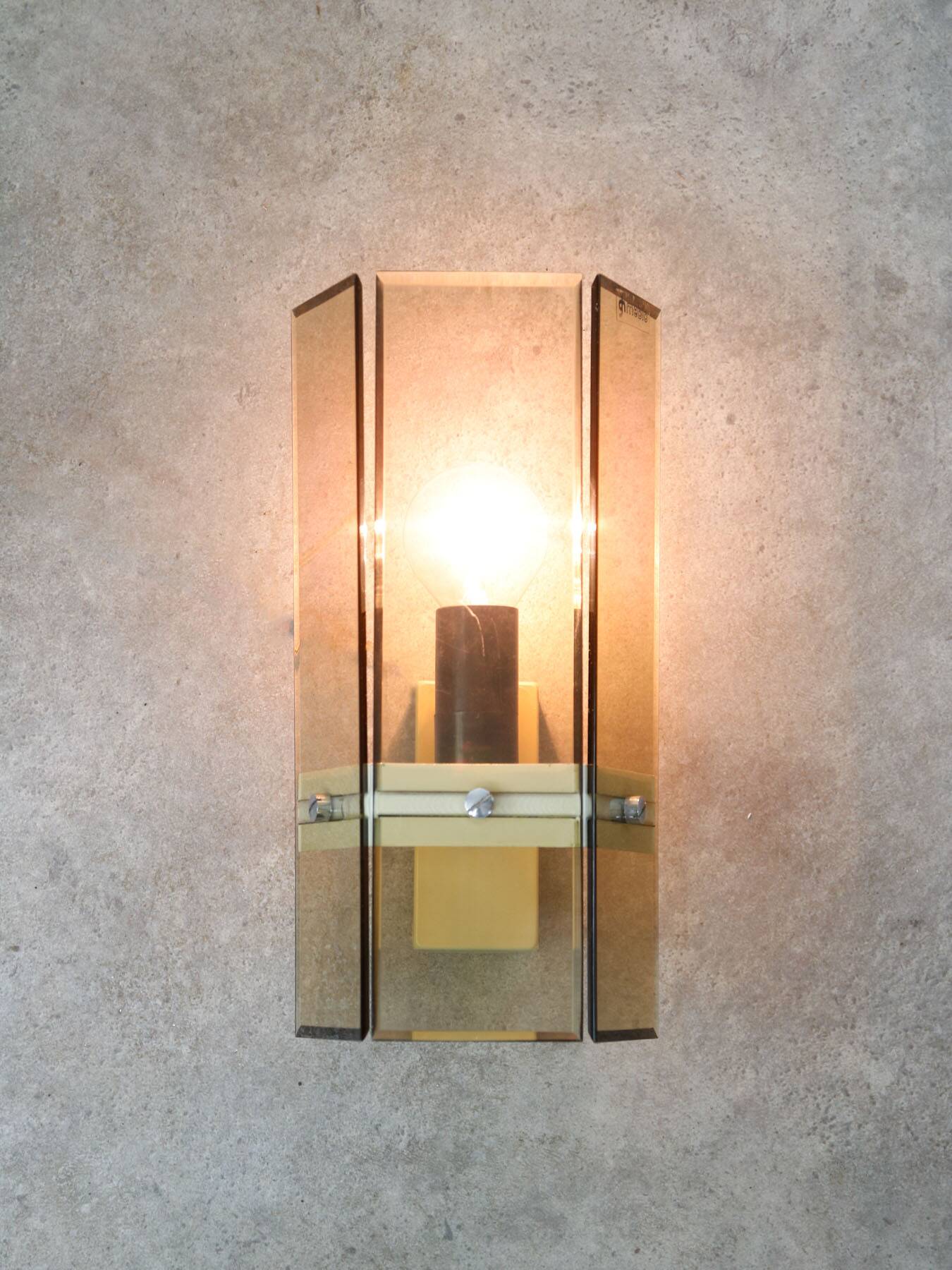 Italian Smoked Plexiglas Sconce for Guzzini, 1970s