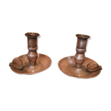 Pair of copper candlesticks