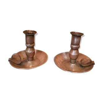 Pair of copper candlesticks