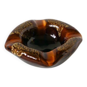 Ceramic mortar catchall, brown, 1970