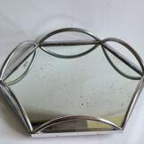 English Art Deco chrome and mirror Lazy Susan revolving server