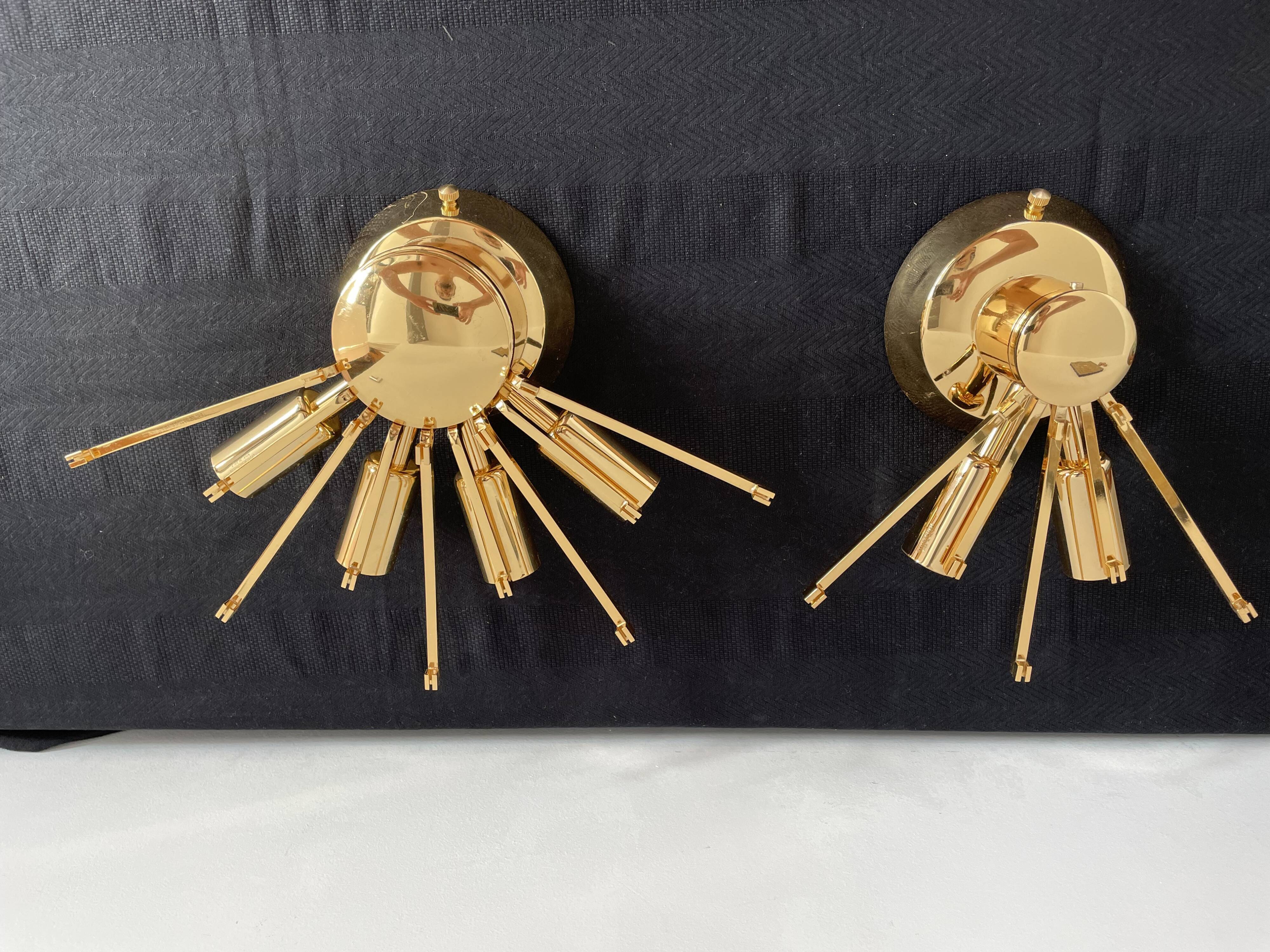 Appliques en cristal et acier doré de Stilkronen modèle Comète - Oscar TARLASCO , 1970s, Set de 2