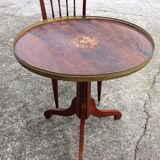 Vintage Neoclassical wooden Game Table-Side Table- Inlay Work-60s
