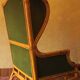 Mid-century wingback chair in bamboo and olive green, 1960s