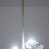 Elegant 2 cup Barovier Art Deco chandelier, Murano glass, brass structure 1940s