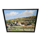 Oil on Canvas Painting of a Burgundian Village signed Blayo