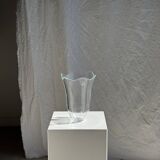 Large glass vase with stylized petal pattern H25.5