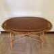 Vintage sun rattan oval coffee table