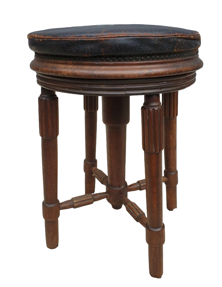 Pleyel piano stool from 1853 round leather seat