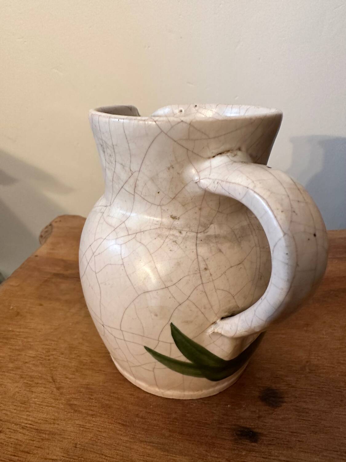 Vintage - Poterie du Marais Pitcher - Cracked Enameled Stoneware