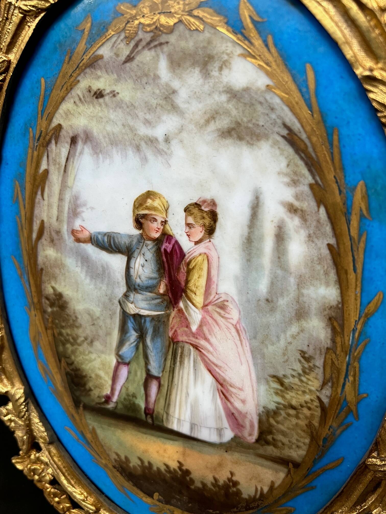 Napoleon III style credenza with four Sèvres medallions.