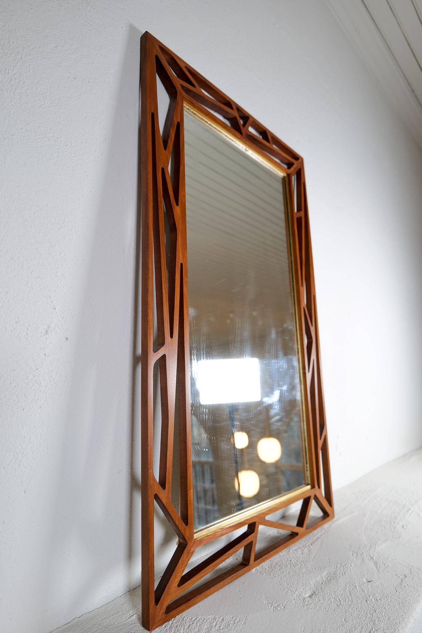 Rare large mirror "Konkret" Mid-Century Yngve Ekström by Eden Spegel in Sweden