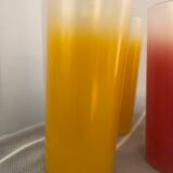Yellow, red and frosted yellow orangeade glasses made of vintage glass
