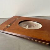 Antique Wood & mother of pearl Picture Frame with  intarsia