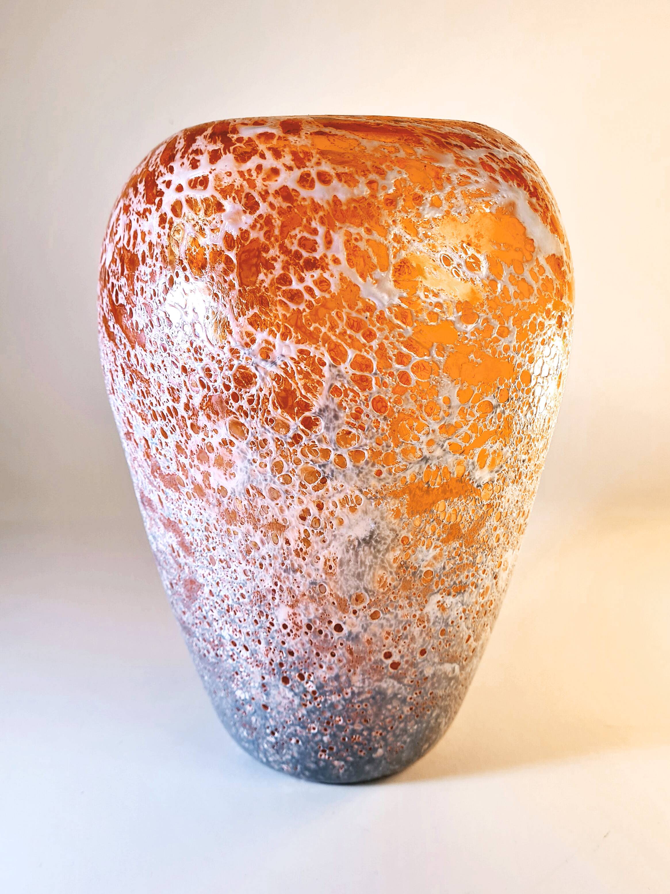 Blown glass vase – sea foam effect