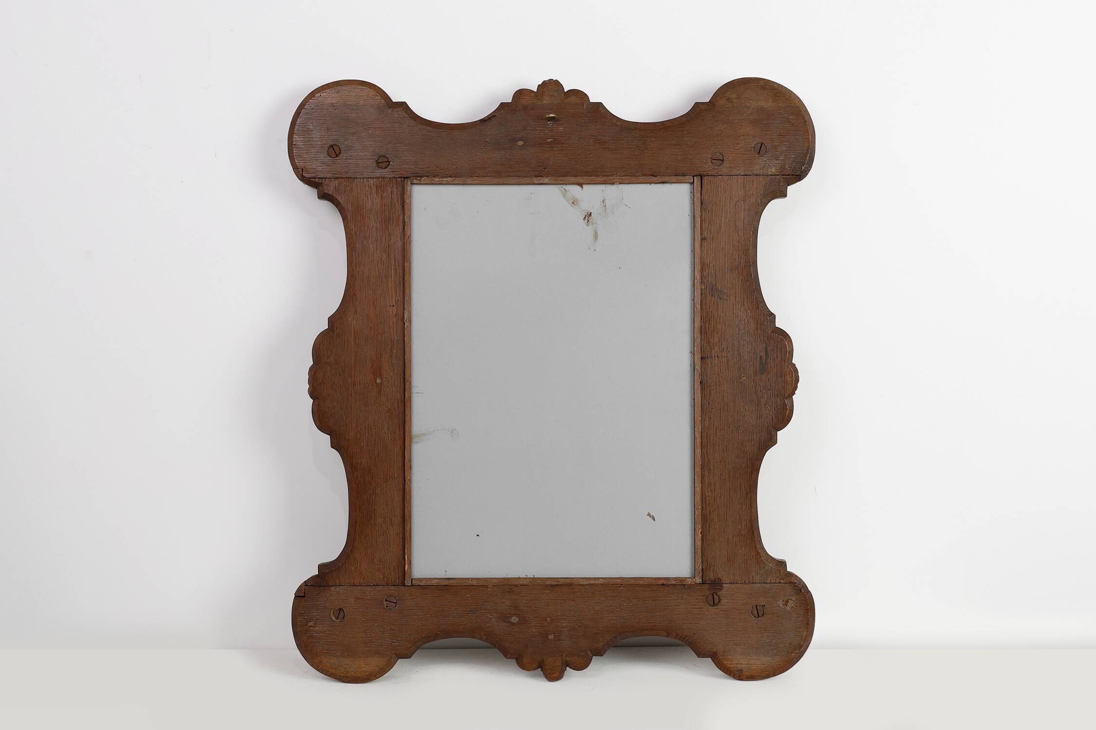 Baroque solid oak carved Wall Mirror, Belgium ca 1900