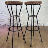 Metal and wicker bar stools