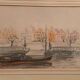 Jean Jacques GRUNENWALD (1911 - 1982) - Watercolor - Barge in Town