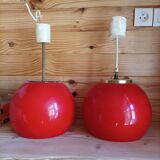 1 set of 2 opaline ball pendants from the 70s