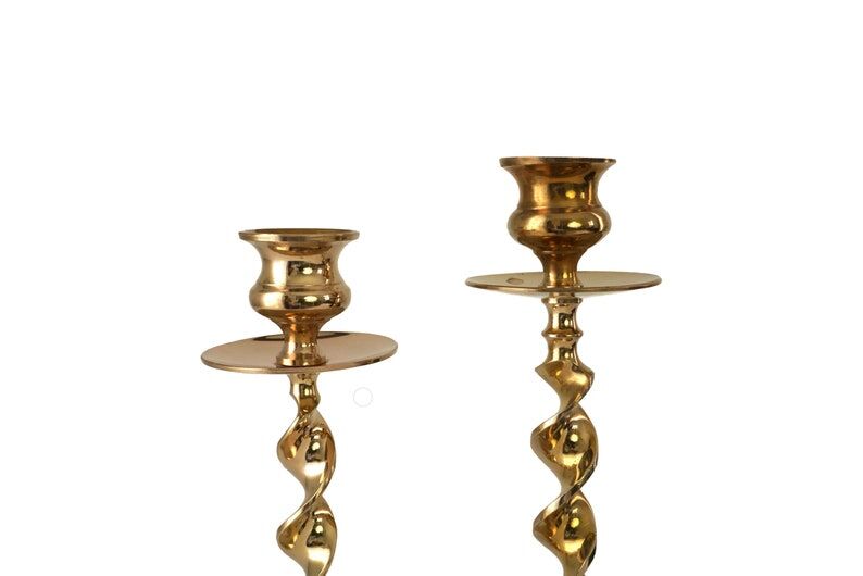 Pair of mid-century twisted metal candle holders