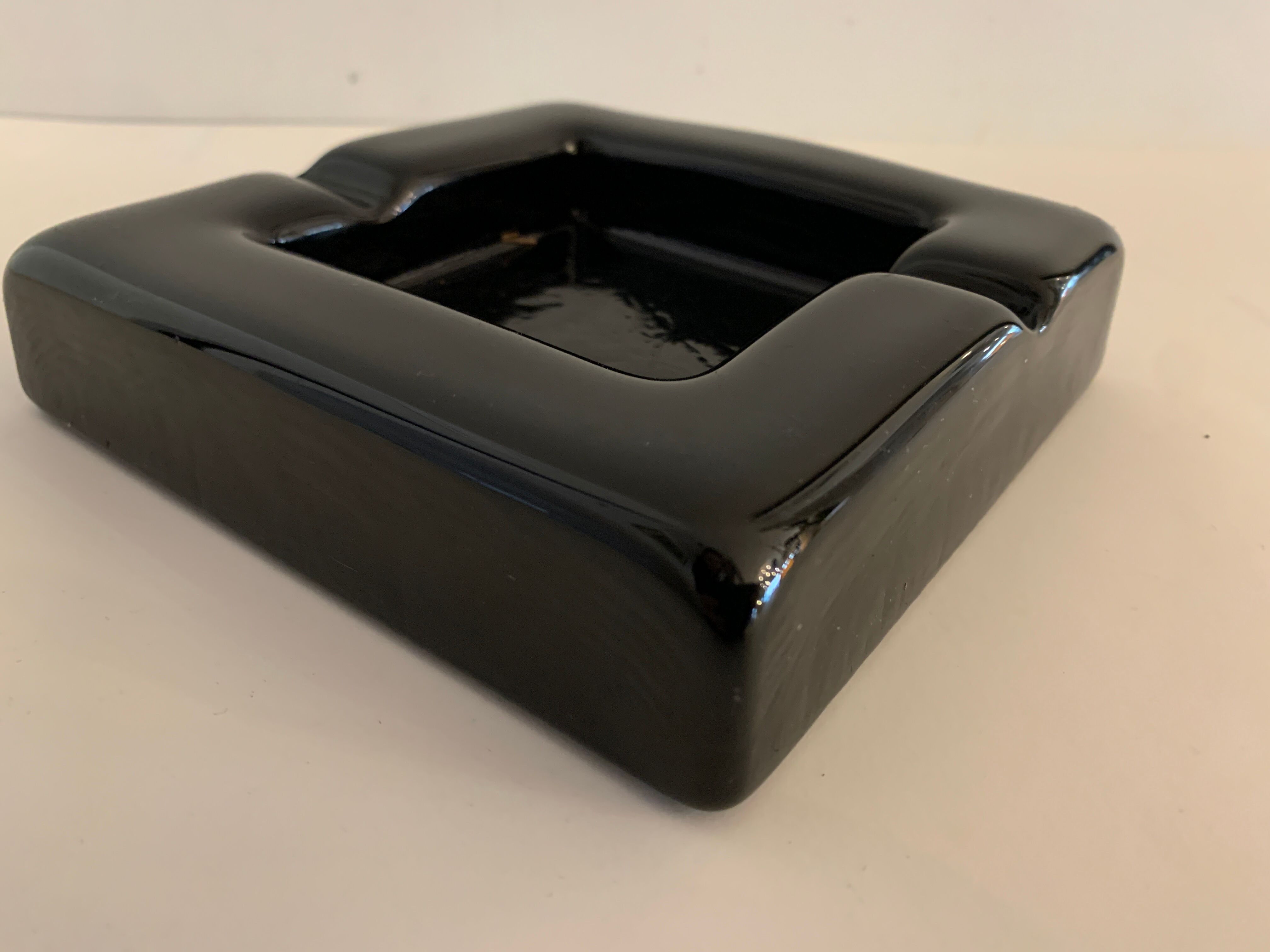 Black glass ashtray