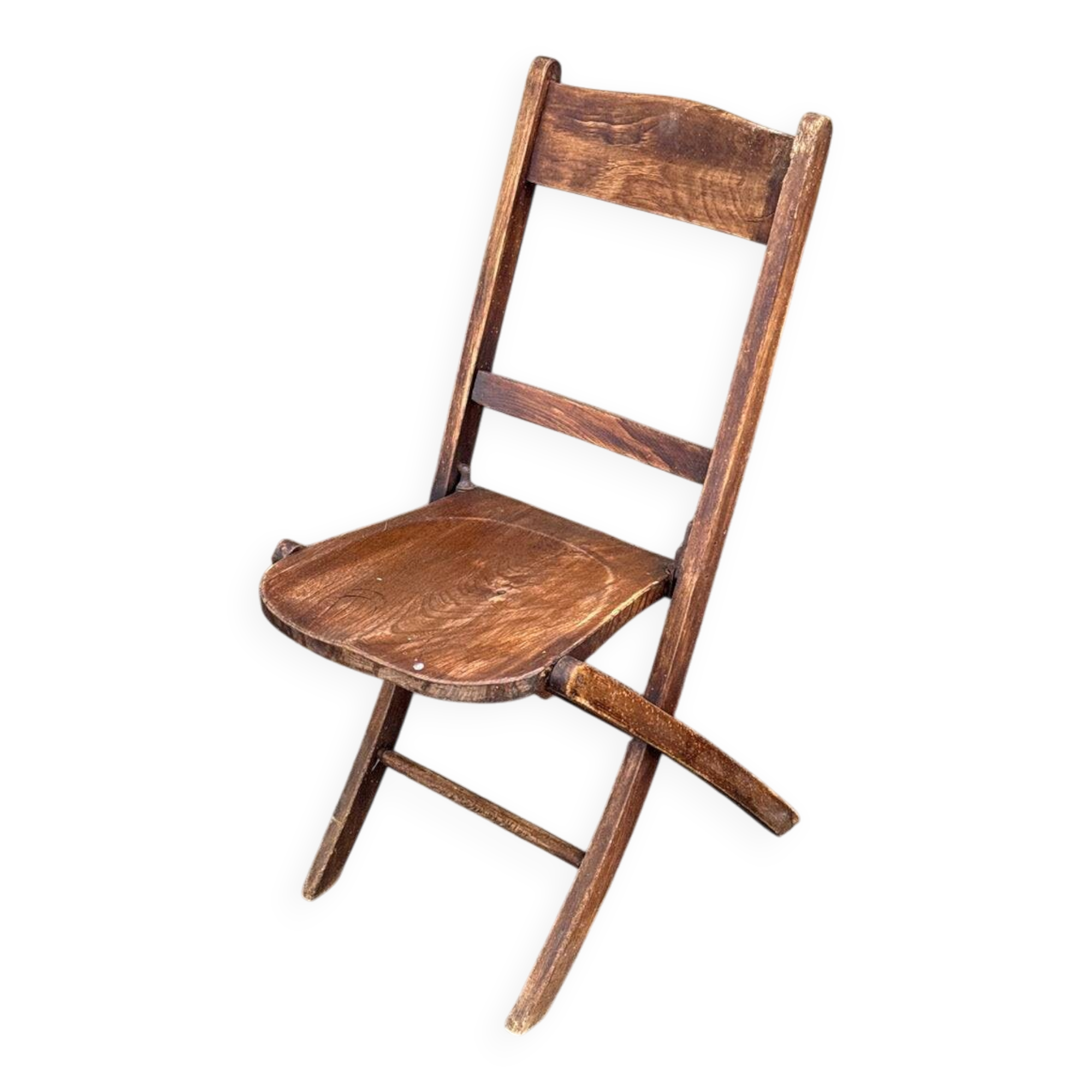 Chaise pliante vintage en bois patiné