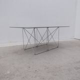 Max Sauze dining table in metal and enameled glass, 1960
