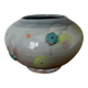 Magnificent pot or vase, handcrafted pottery with flowers, signed on the back.