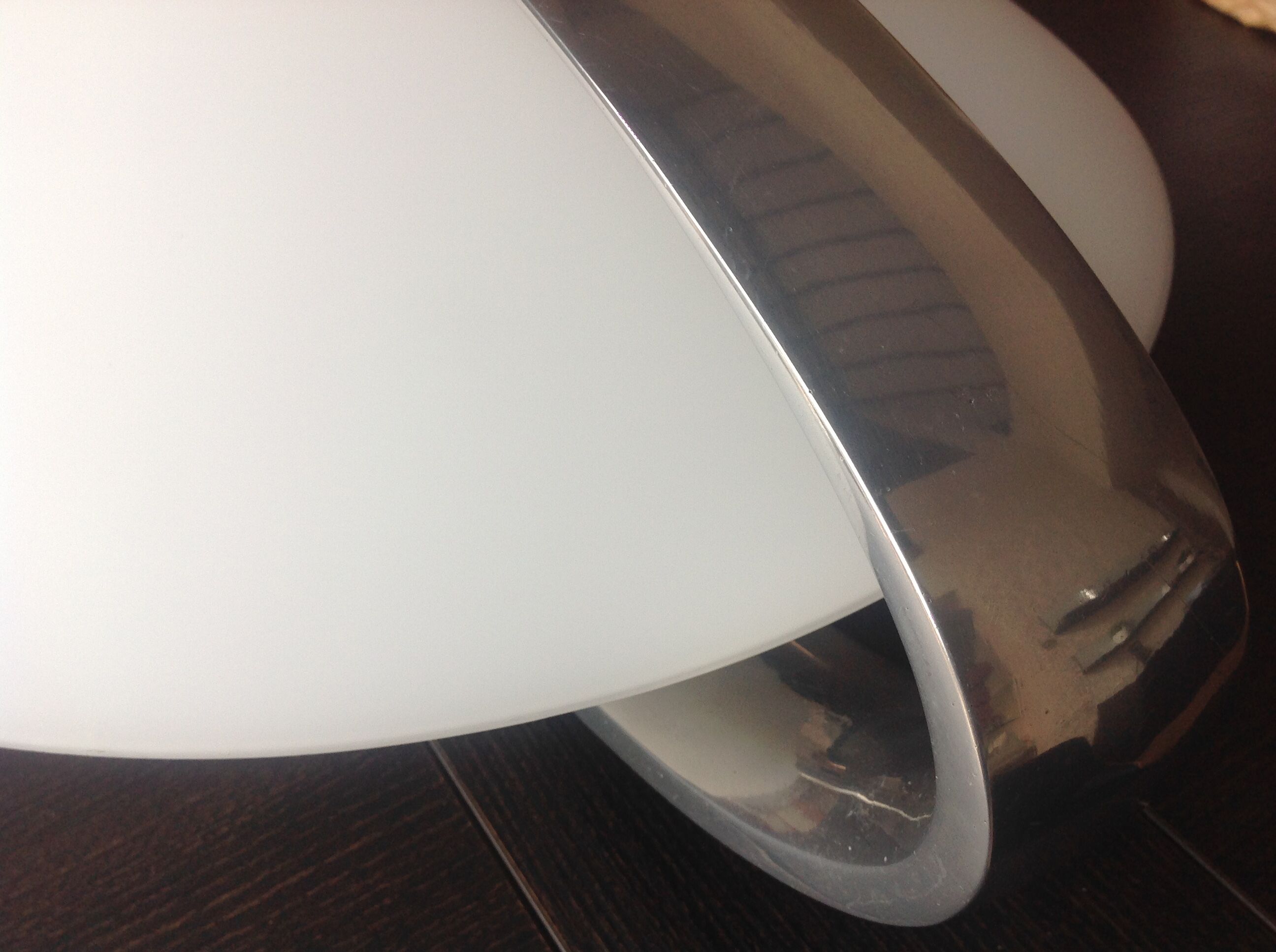 Circular frosted glass wall lamp and aluminum headband by Vetri Murano, vintage 70s-80s