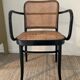 Canned bistro armchair and curved wood from the 60s