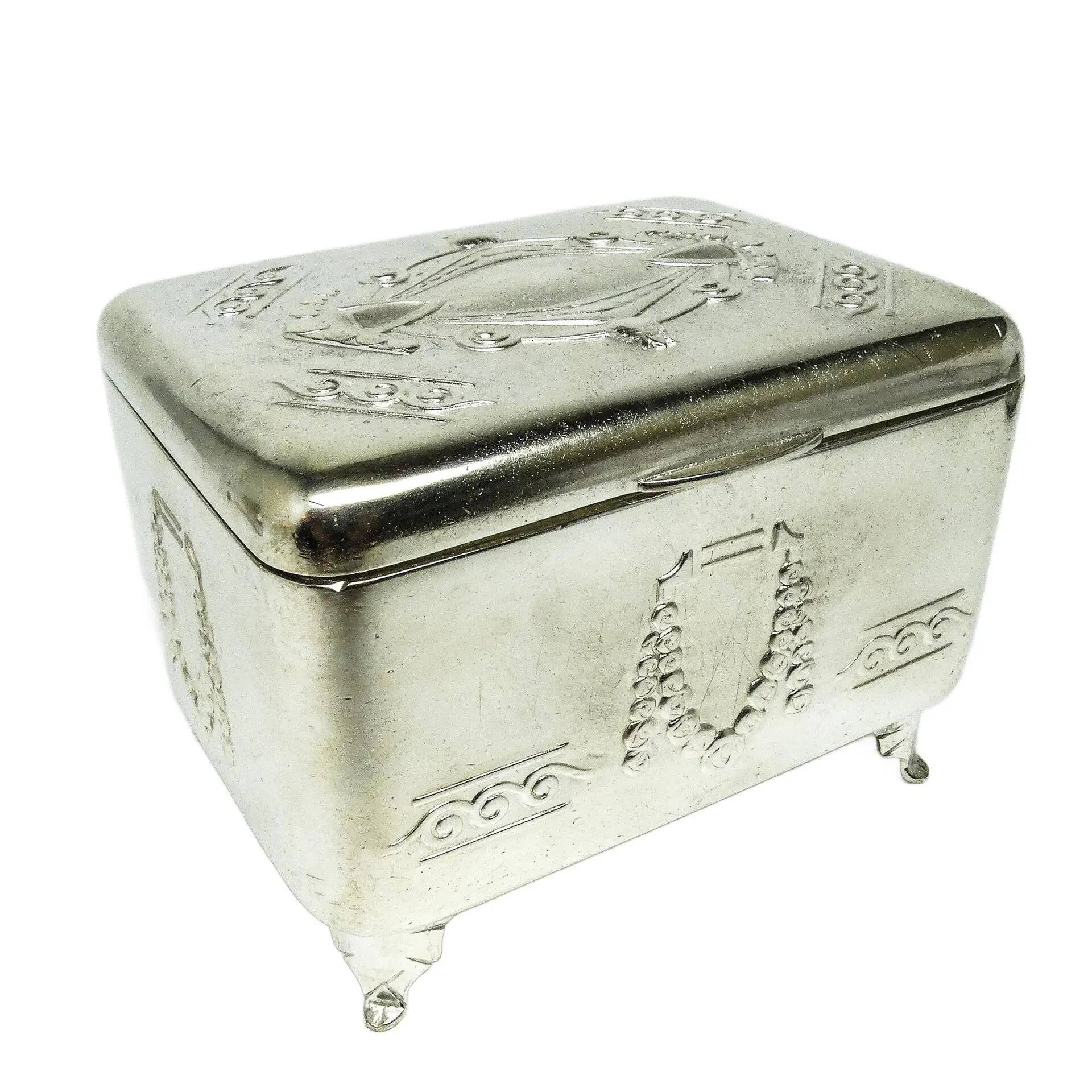 Art Nouveau sugar bowl, silver-plated brass, Henneberg Brothers, Poland, 1920s