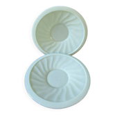 Set of 2 vintage mint green opaline glass bowls made in France.