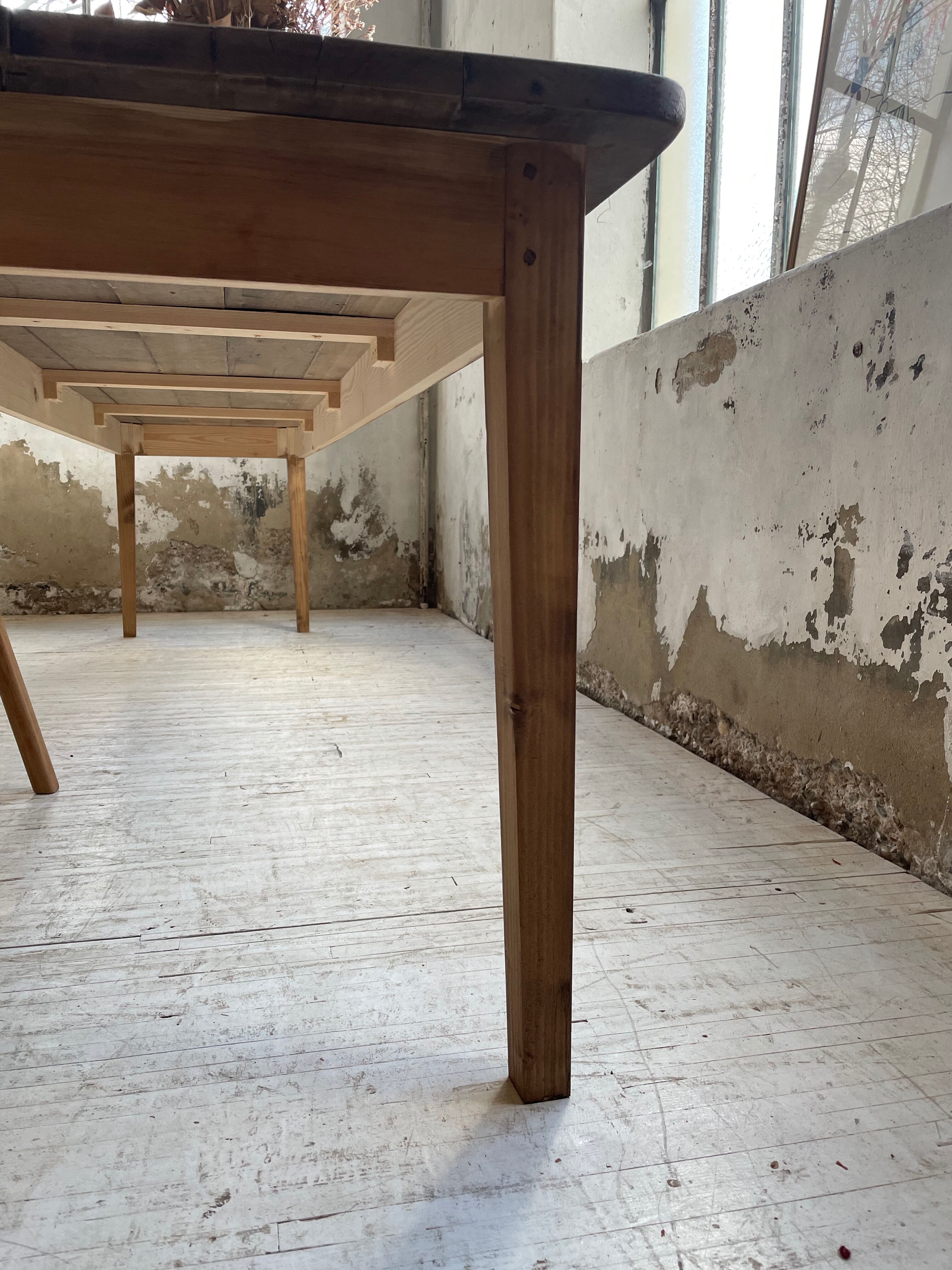 XL farmhouse table in beech and pine 3m