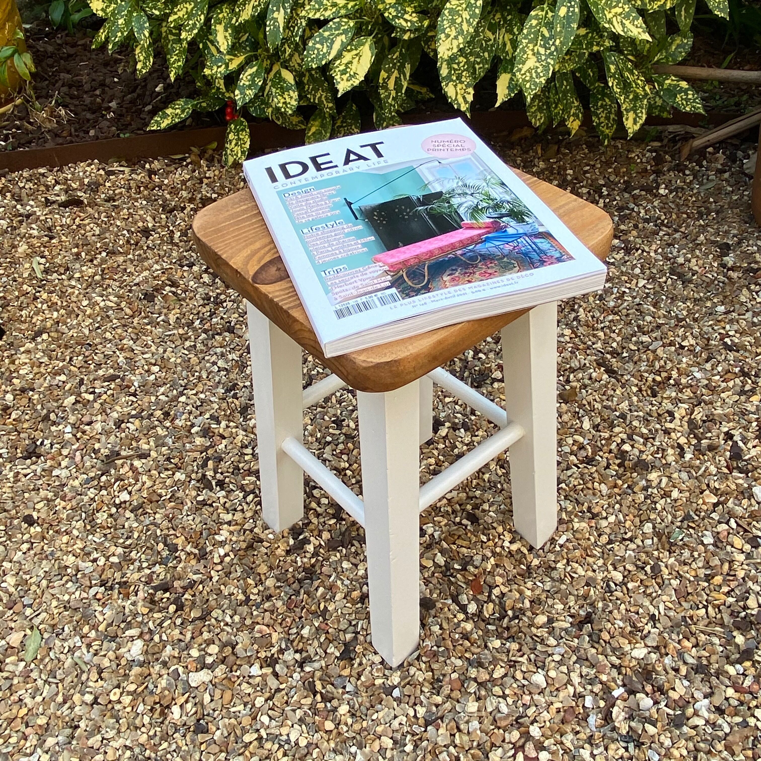 Tabouret vintage bois années 1970