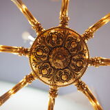 Eight-branched bronze vintage chandelier