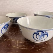 Lot of Blue White Porcelain Rice Tea from China with Cobalt Blue Imperial Dragons