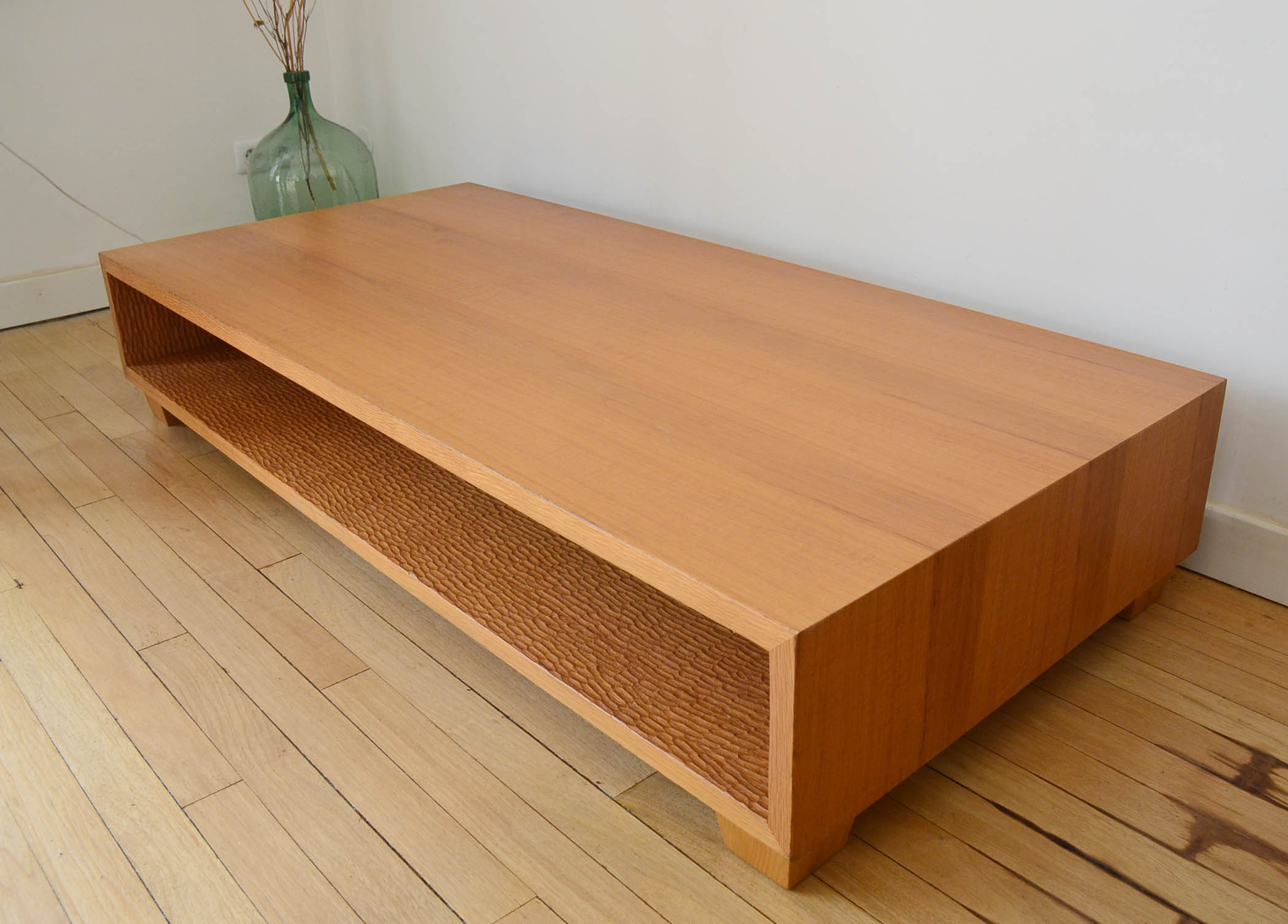 Coffee table Ecart International by Andrée Putman model "crossing" oak wood