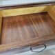 Burl wood dressing table with double glass shelf