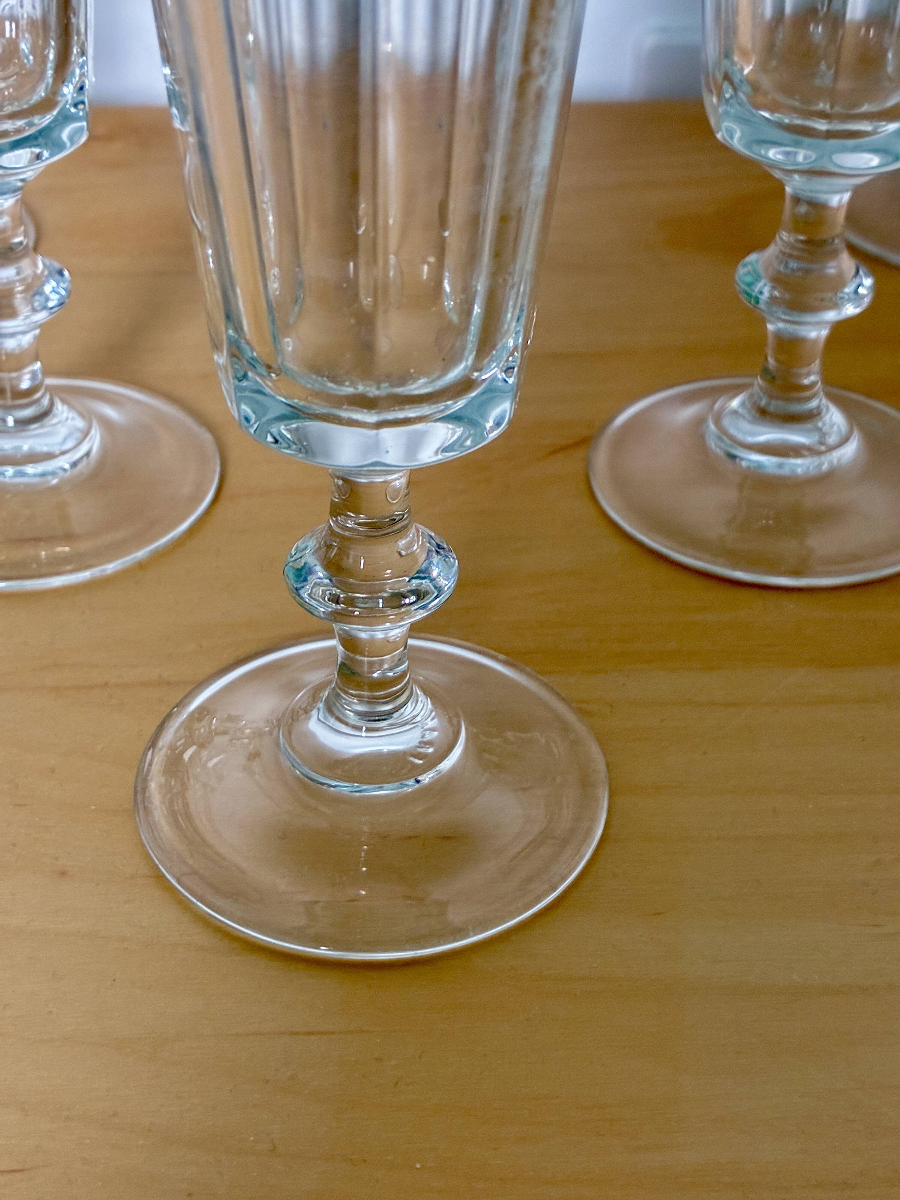 Set of antique faceted champagne flutes