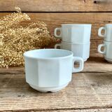 6 large octagonal cups sarreguemines france