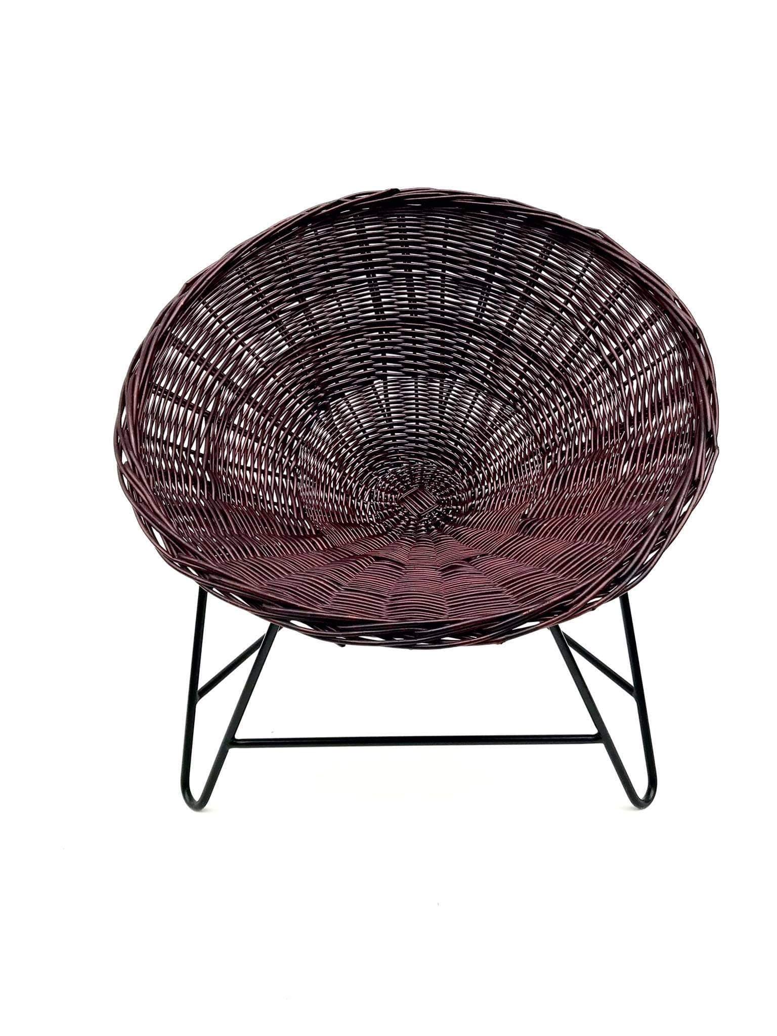 Rattan chair / armchair in the form of a woven basket from the 80's, Germany